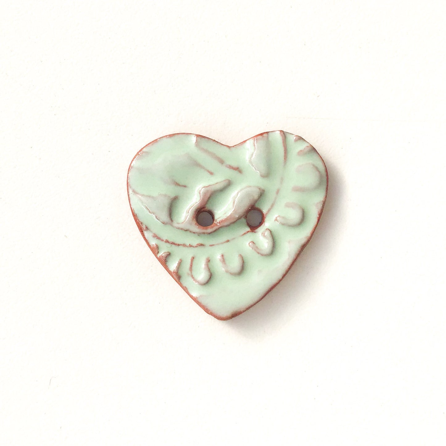 Stamped Heart Buttons - Ceramic Heart Buttons -1 3/16"