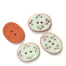 Load image into Gallery viewer, Light Aqua Ceramic Buttons - Oval Clay Buttons on Red Clay - 1&quot; x 1 1/4&quot; (ws-107)