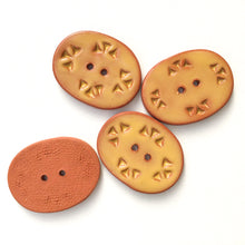 Load image into Gallery viewer, Golden Brown Ceramic Buttons - Oval Clay Buttons on Red Clay - 1&quot; x 1 1/4&quot; (ws-87)