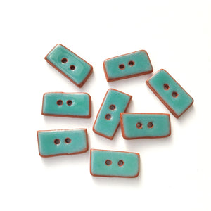 Turquoise Colored Buttons on Red Clay - Turquoise Ceramic Buttons - 3/8" x 3/4" - 8 Pack (ws-256)