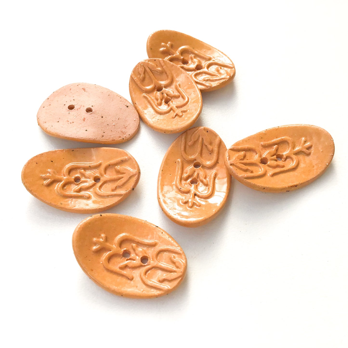 Southwestern Corn Buttons - Golden-Brown Ceramic Buttons - 3/4" x 1 1/8" - 7 Pack
