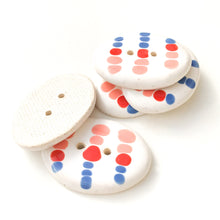Load image into Gallery viewer, Large Oval Contemporary Button - White - Coral - Red - Blue - 1 3/8&quot; x 1 1/16&quot;