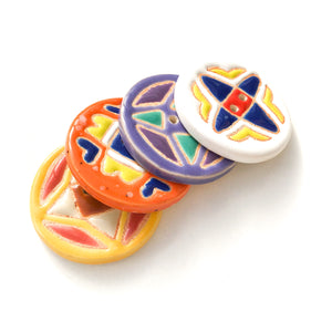 Colorful Quilted Buttons - Decorative Ceramic Buttons - 1 3/8"