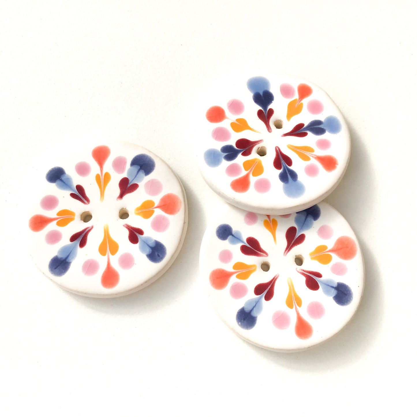 Color Flare Ceramic Buttons in Pinks & Blues - 1 3/8"