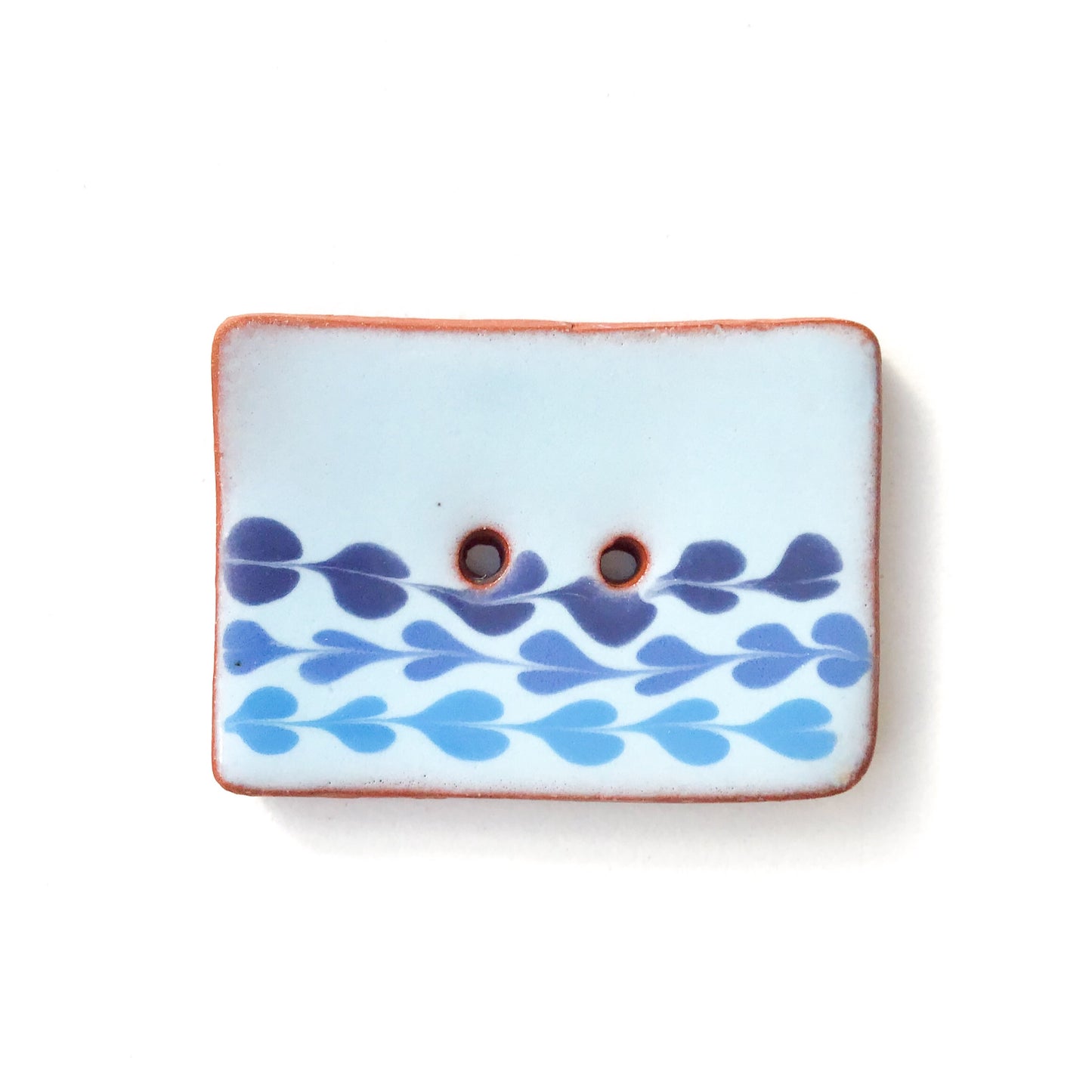 Light Blue Ceramic Button with Blue Detail - Decorative Ceramic Button - 1" x 1  1/2"
