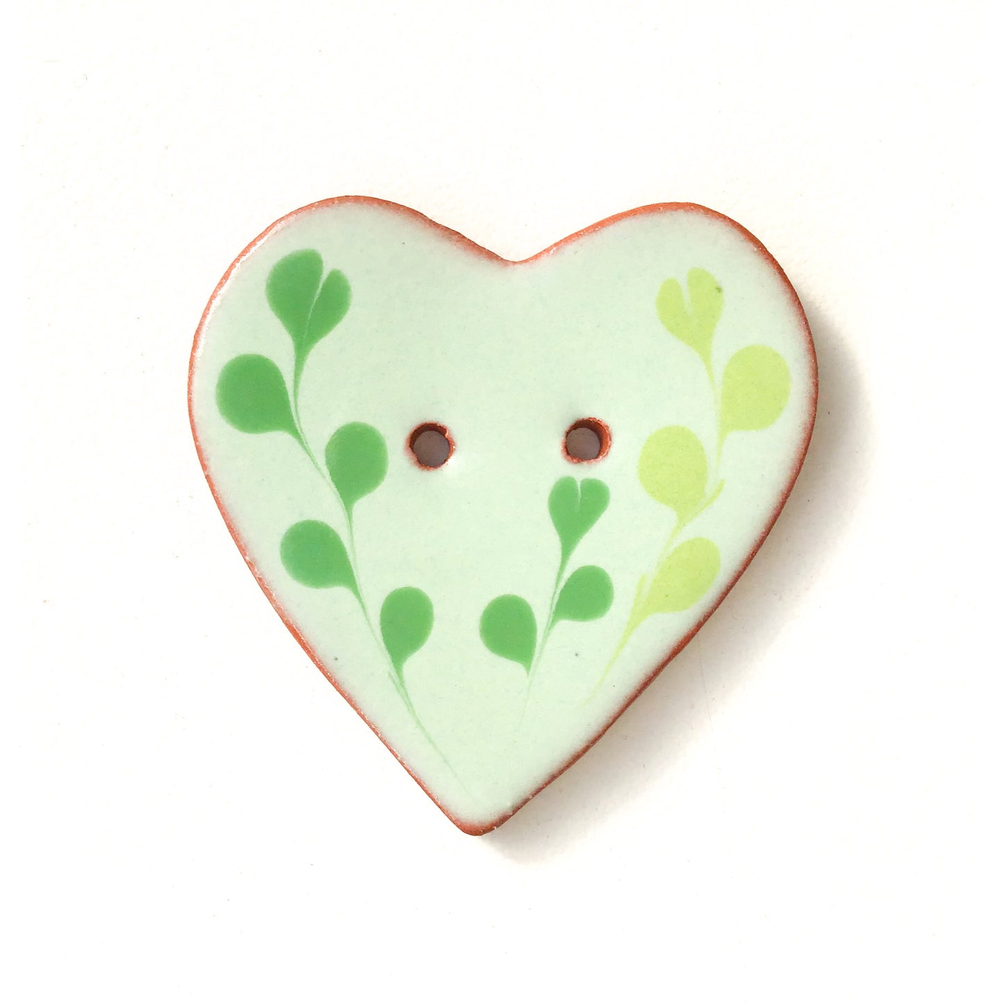 Decorative Heart Buttons - Green Ceramic Heart Button  - 1 3/8" (ws-68)