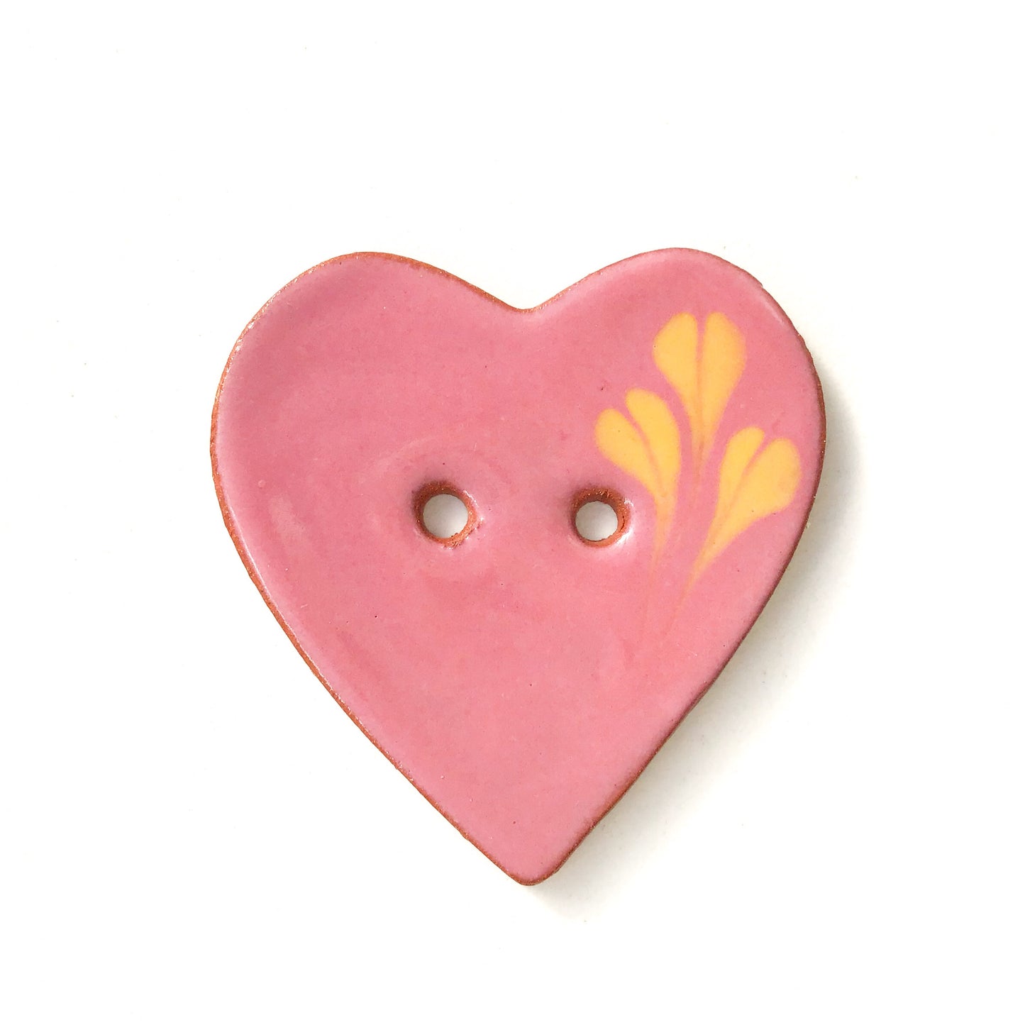 Decorative Heart Buttons - Earthy Pink Ceramic Heart Button - 1 3/8"