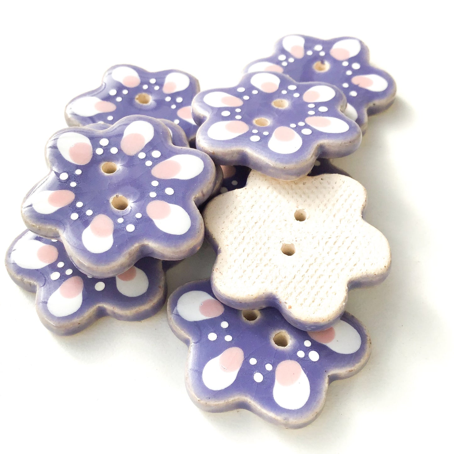 Purple & Pastels Flower Button  1-1/4"