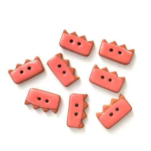 Salmon Colored Buttons on Red Clay - Ceramic Buttons - 3/8