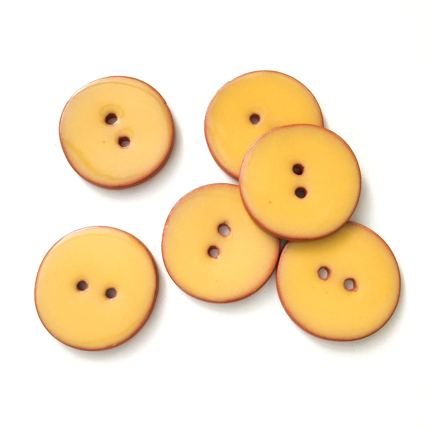 Yellow Ceramic Buttons on Terracotta Clay - 1 1/16" (ws-278)