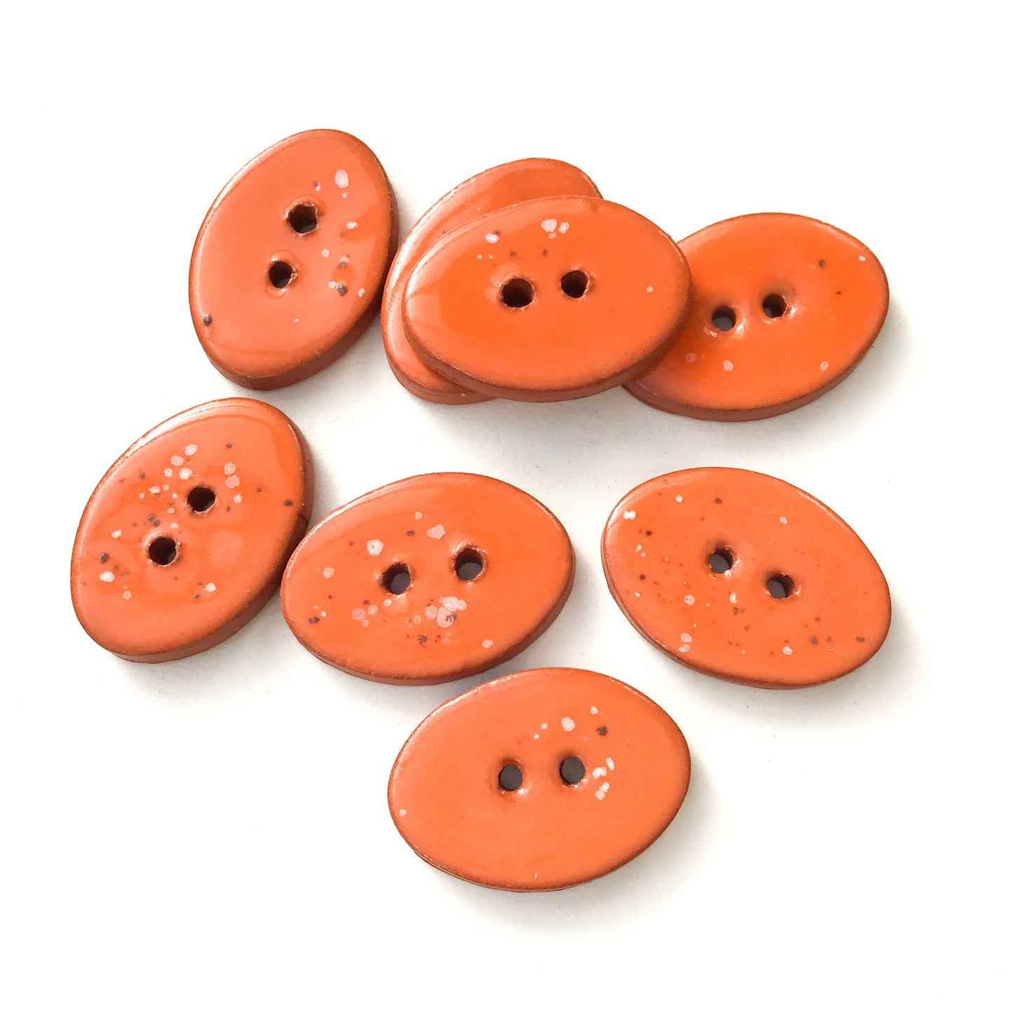 Speckled Orange Oval Clay Buttons - 5/8" x 7/8" - 8 Pack (ws-227)