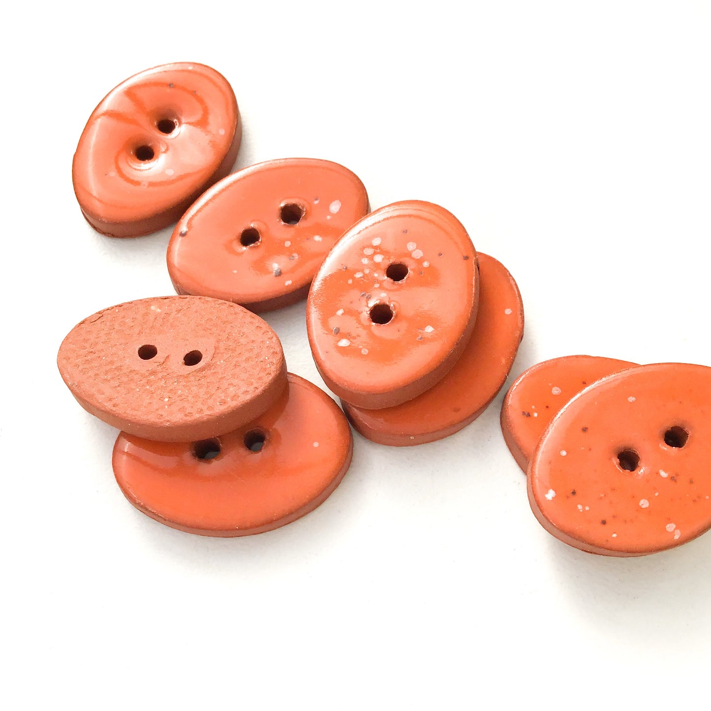 Speckled Orange Oval Clay Buttons - 5/8" x 7/8" - 8 Pack (ws-227)
