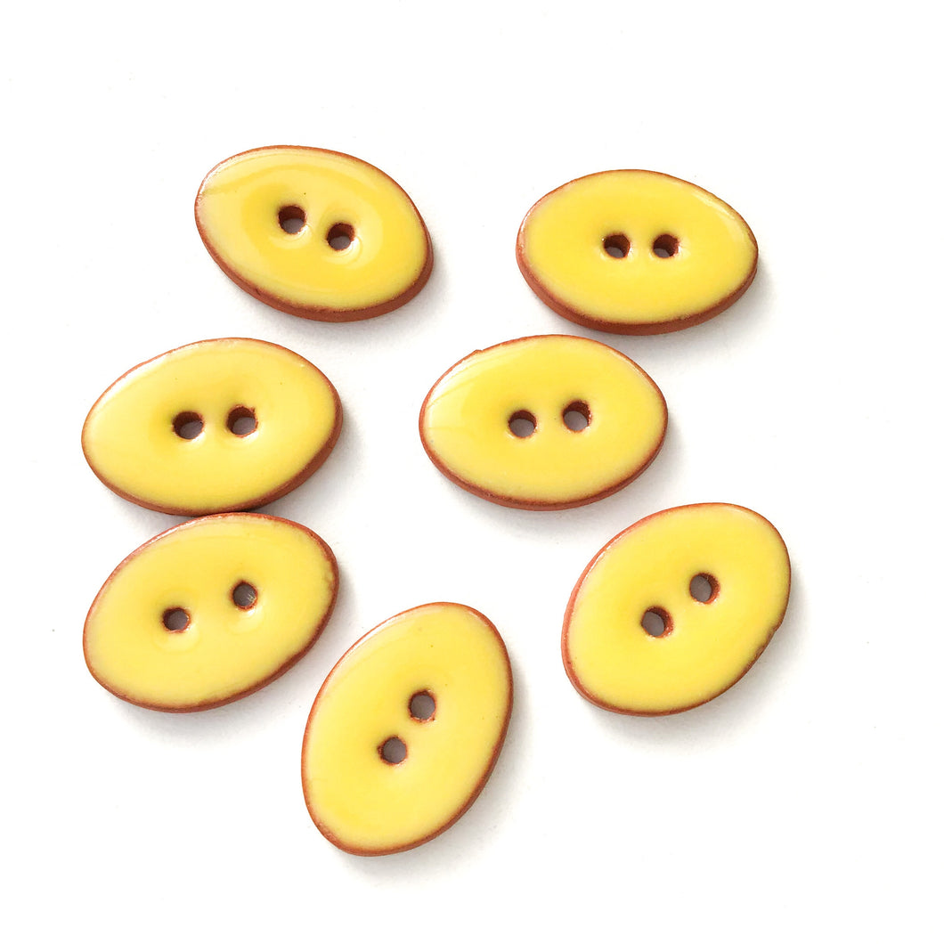 Bright Yellow Oval Clay Buttons - 5/8