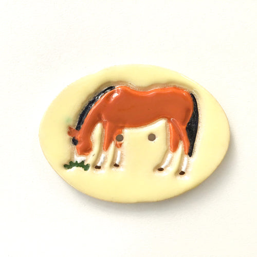 Large Ceramic Horse Button - Decorative Clay Horse Button - 2 1/8