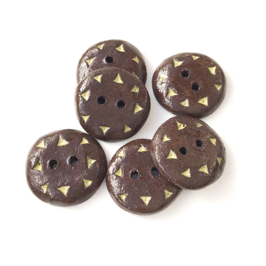 Black Clay Buttons with Yellow Detail - "The Sun" -13/16" - 6 Pack