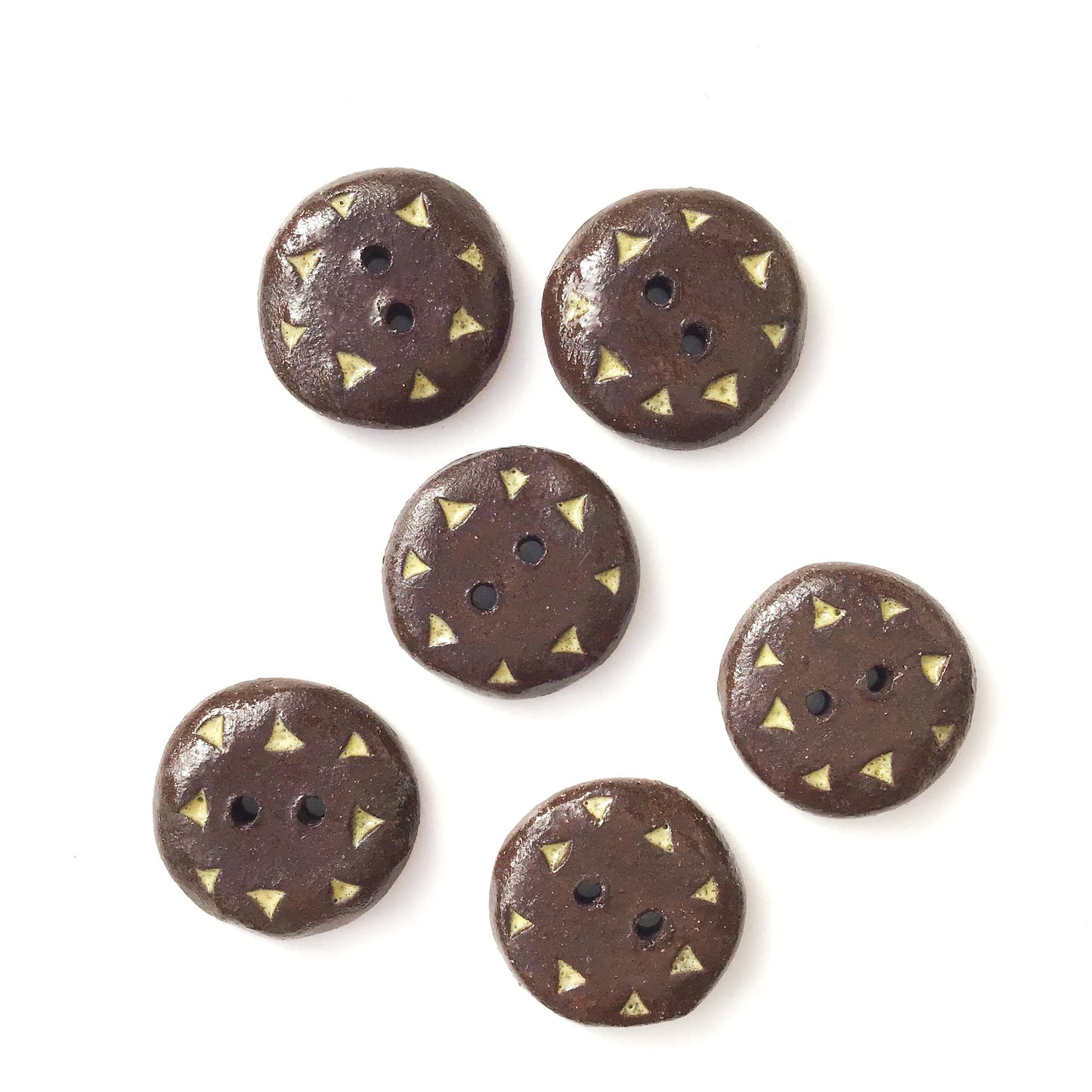 Black Clay Buttons with Yellow Detail - "The Sun" -13/16" - 6 Pack
