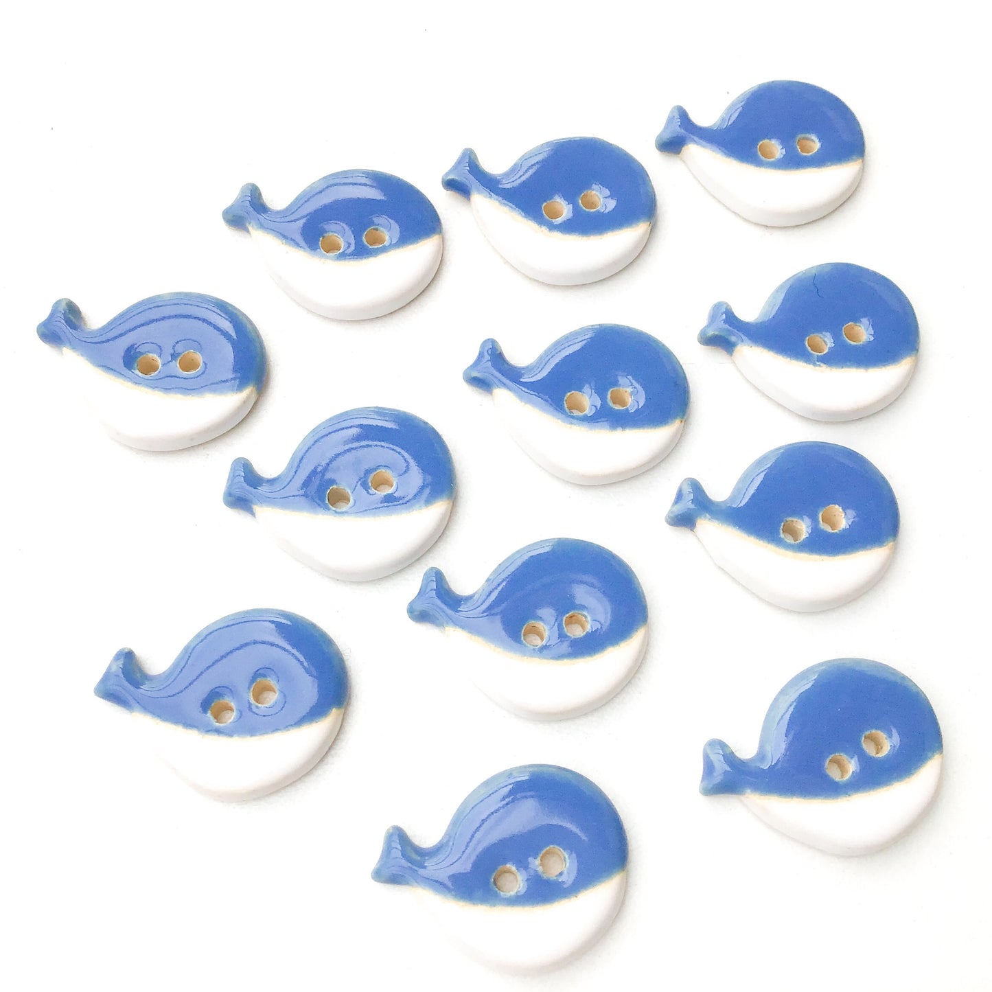 Blue & White Whale Buttons - Ceramic Whale Buttons (ws-7)
