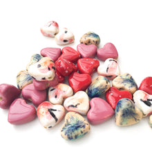 Load image into Gallery viewer, Ceramic Heart Beads - Handmade Clay Beads
