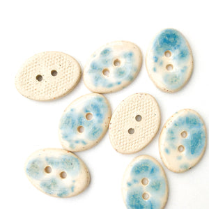 Speckled Blue & White Oval Clay Buttons - 5/8" x 7/8" - 8 Pack (ws-205)