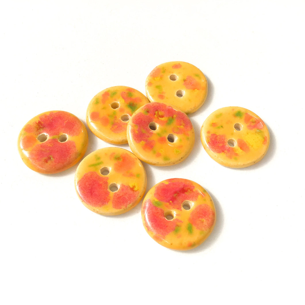 Speckled Orange Ceramic Buttons - Round Ceramic Buttons - 3/4