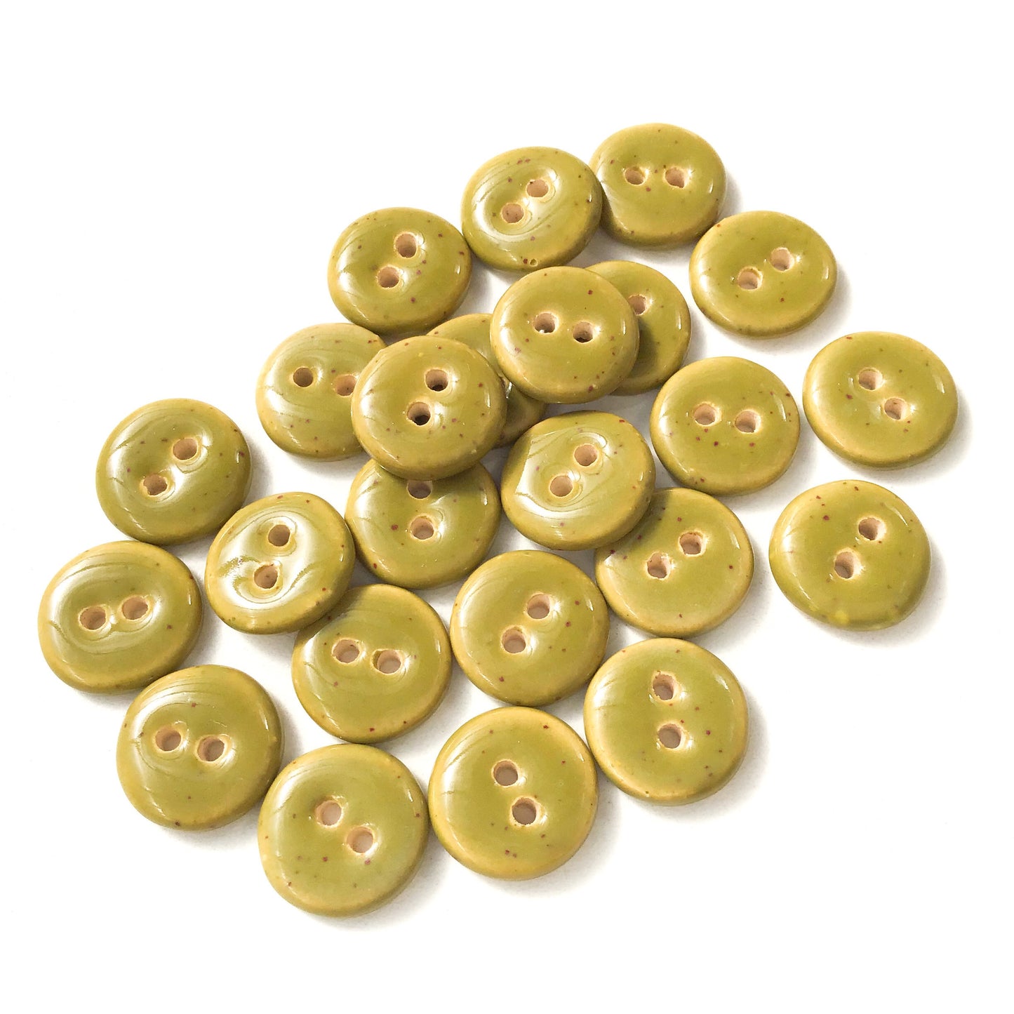 Speckled Olive Green Ceramic Buttons - Mossy Green Clay Buttons - 9/16"