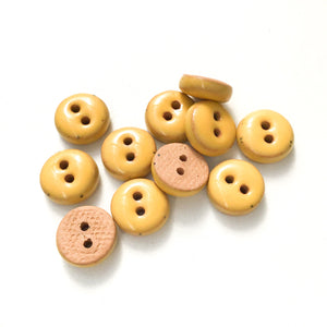 Yellow Ceramic Buttons - Hand Made Clay Buttons - 7/16" - 11 Pack (ws-273)