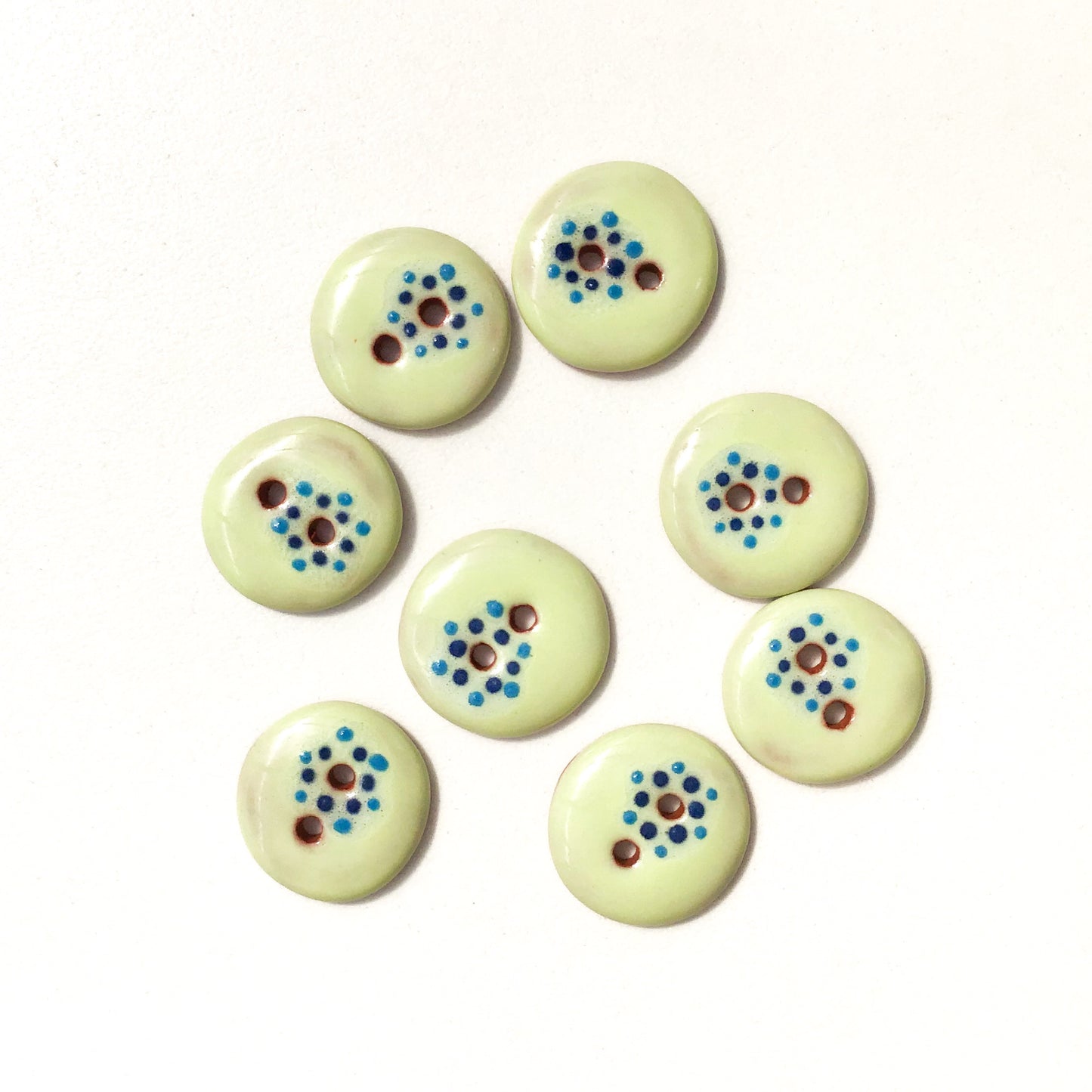 Honeydew "Spark" Ceramic Buttons - Yellow / Green Clay Buttons - 5/8" - 8 Pack