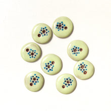 Load image into Gallery viewer, Honeydew &quot;Spark&quot; Ceramic Buttons - Yellow / Green Clay Buttons - 5/8&quot; - 8 Pack