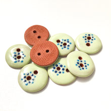 Load image into Gallery viewer, Honeydew &quot;Spark&quot; Ceramic Buttons - Yellow / Green Clay Buttons - 5/8&quot; - 8 Pack