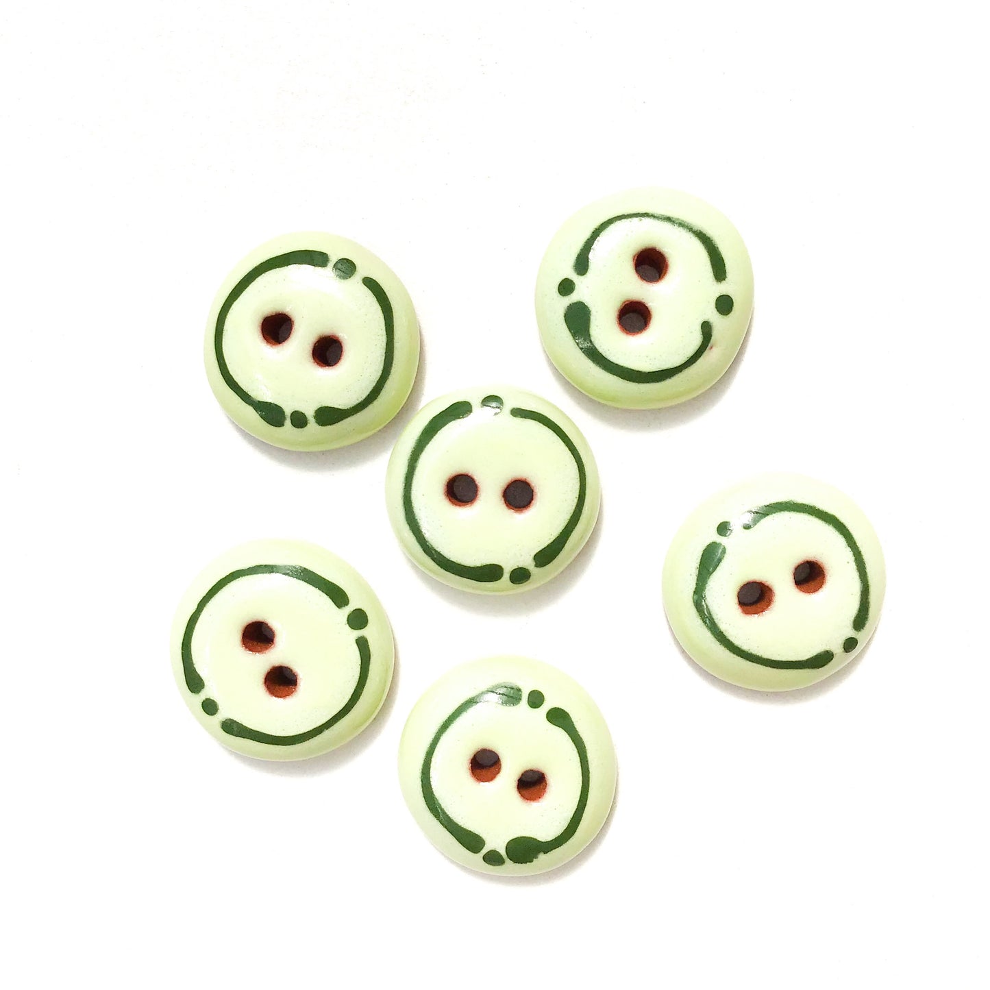 Honeydew Green Ceramic Buttons - Rounded Ceramic Buttons - 5/8" - 6 Pack
