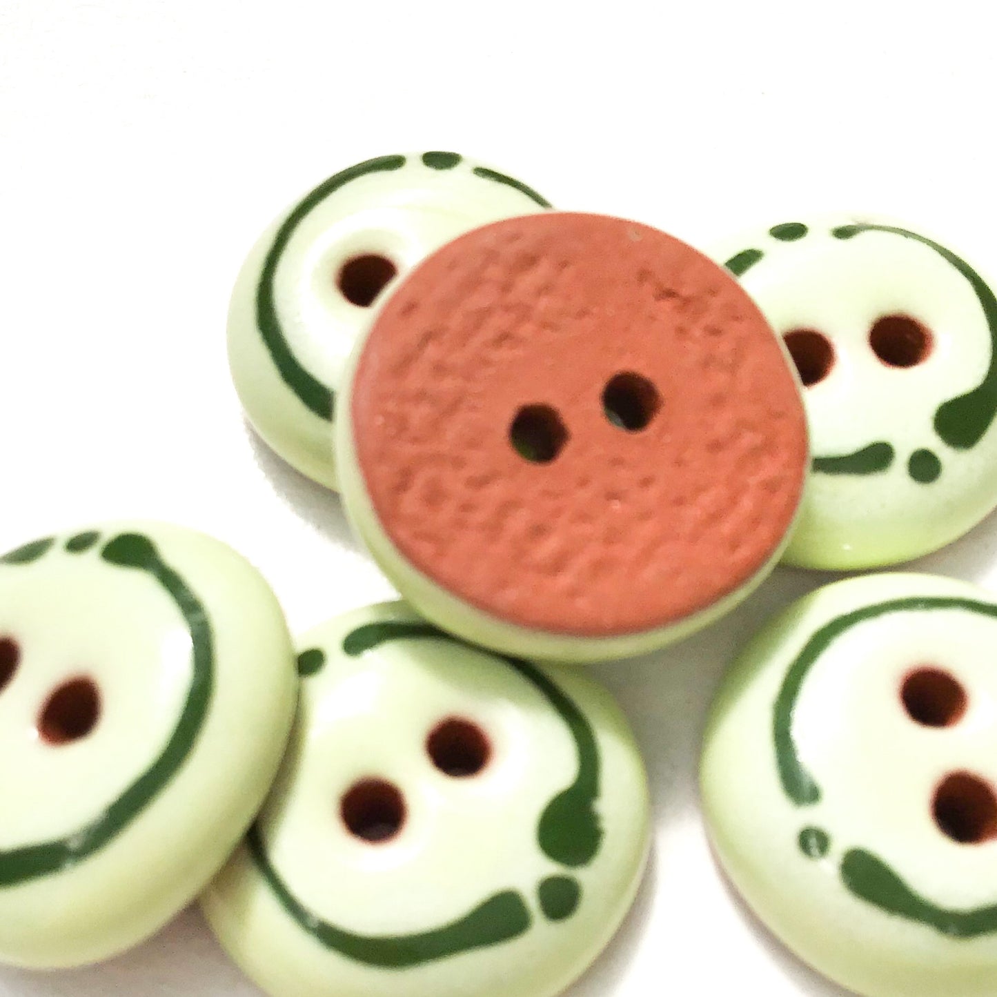 Honeydew Green Ceramic Buttons - Rounded Ceramic Buttons - 5/8" - 6 Pack