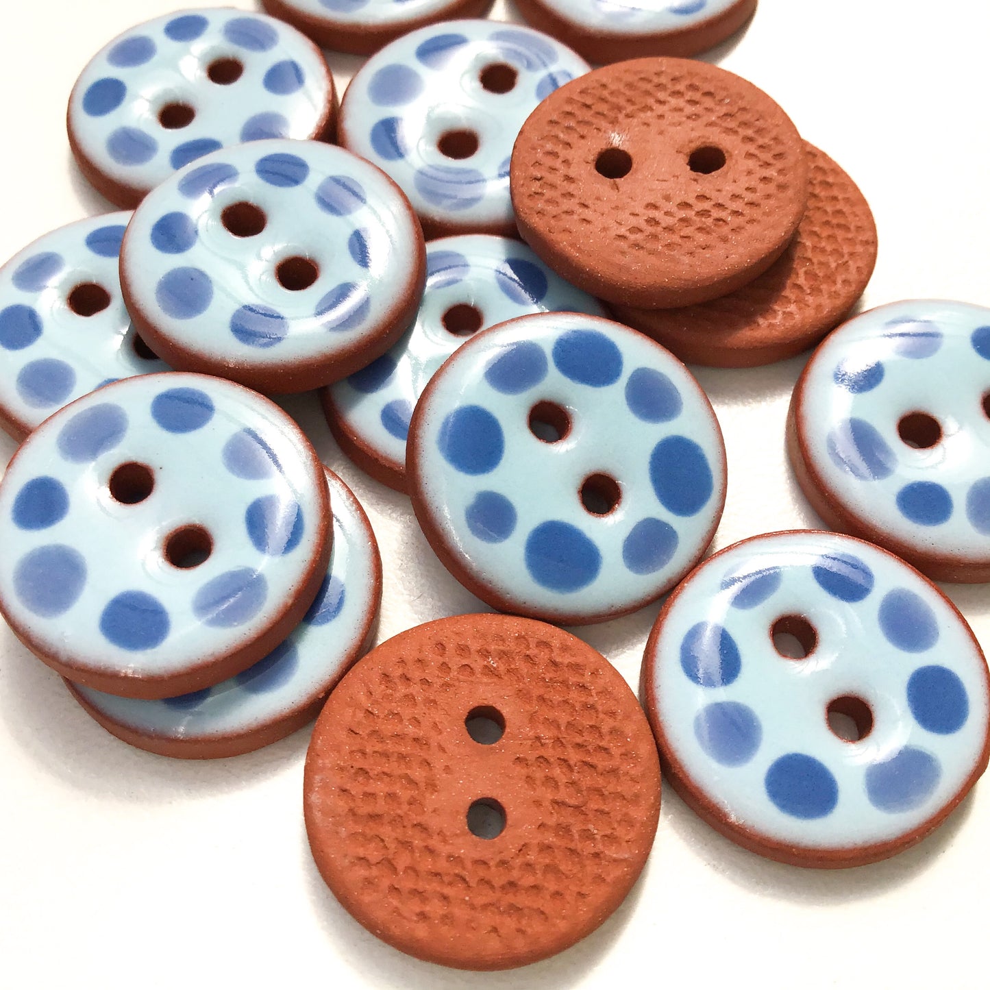 Blue Cobblestones Ceramic Buttons - Blue Clay Buttons - 3/4"