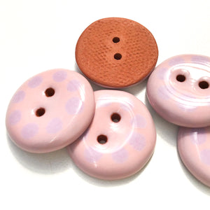 Pink & Purple Dotted Ceramic Buttons - Pink Clay Buttons - 15/16" - 5 Pack