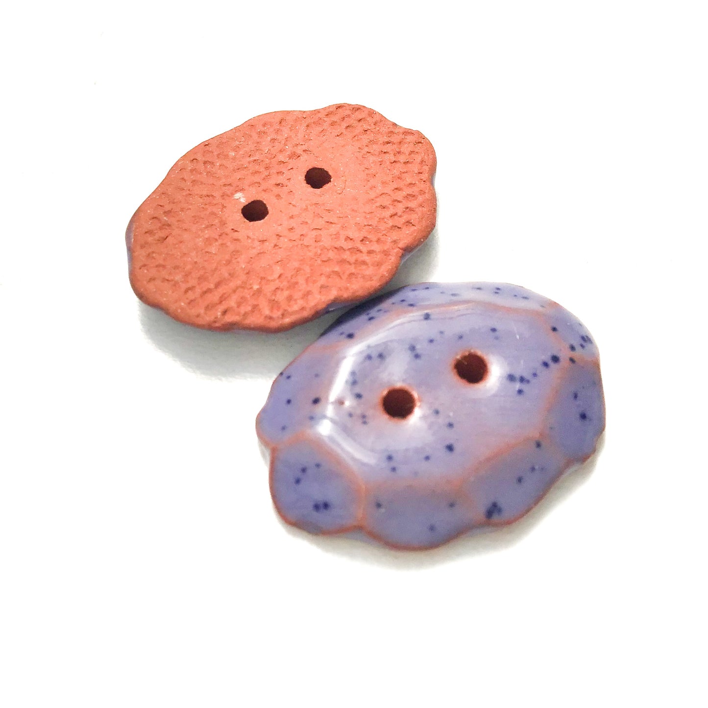 Speckled Purple Ceramic Buttons - Oval Clay Buttons - 3/4" x 1" - 2 Pack