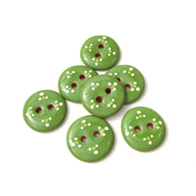 Load image into Gallery viewer, Shamrock Green Decorative Ceramic Buttons - Green Clay Buttons - 11/16&quot; - 7 Pack