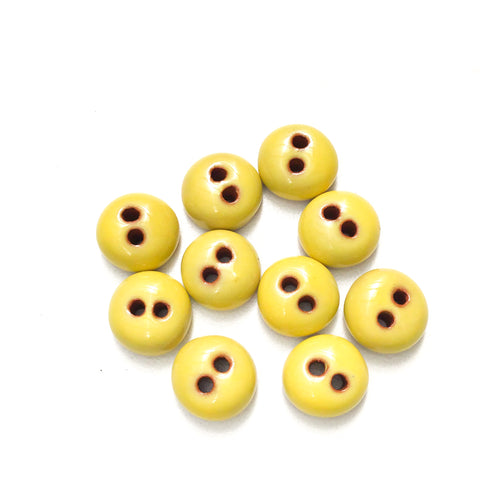 Chartreuse Ceramic Buttons - Hand Made Clay Buttons - 7/16