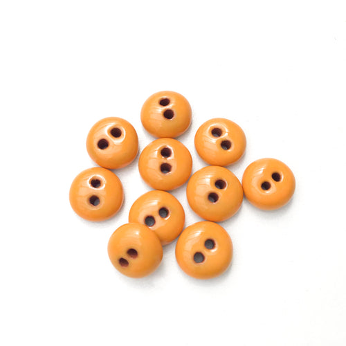 Orange Ceramic Buttons - Hand Made Clay Buttons - 7/16