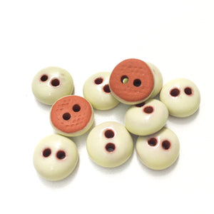 Creamy Yellow Ceramic Buttons - Hand Made Clay Buttons - 7/16" - 10 Pack