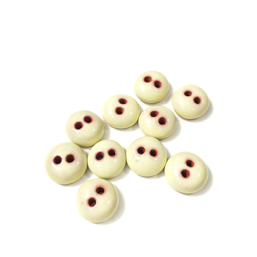 Creamy Yellow Ceramic Buttons - Hand Made Clay Buttons - 7/16