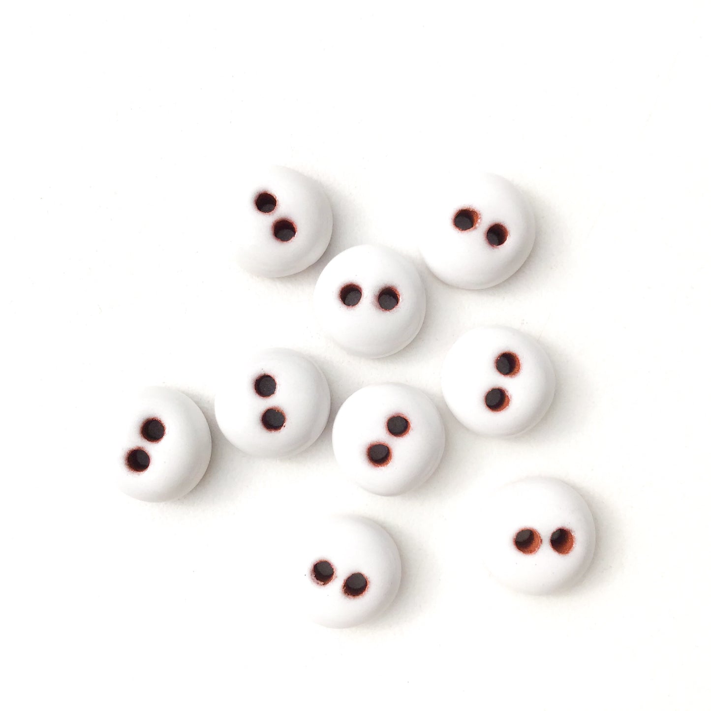 White Ceramic Buttons - Hand Made Clay Buttons - 7/16" - 9 Pack