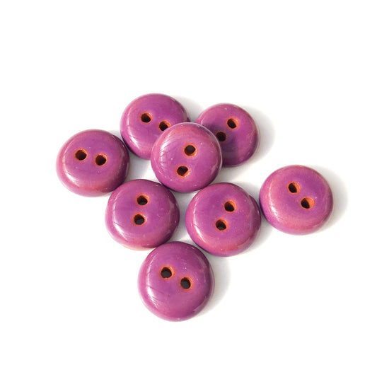 Purple Ceramic Buttons - Purple Clay Buttons - 9/16" - 8 Pack