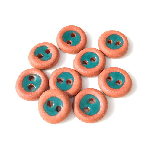 Teal 'Thumb Print' Ceramic Buttons - Teal Clay Buttons - 1/2