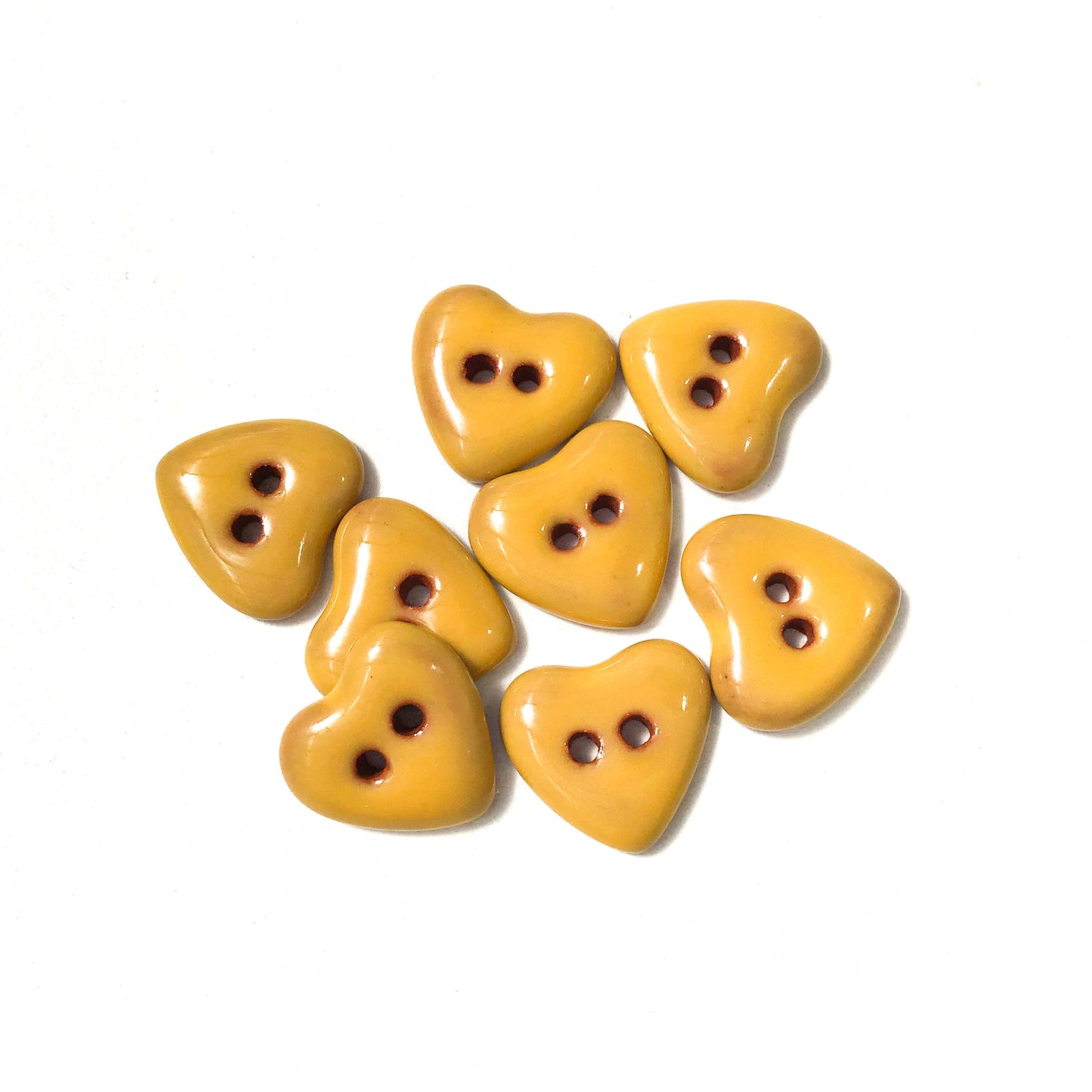 Yellow Heart Buttons - Ceramic Heart Buttons - 5/8" - 8 Pack