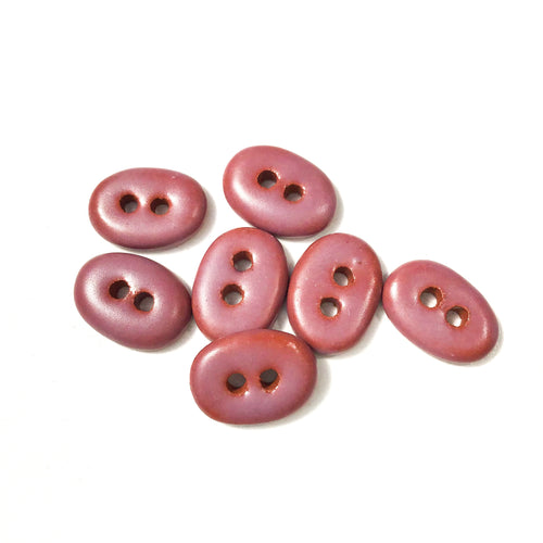 Matte Plum Ceramic Buttons - Small Oval Clay Buttons - 7/16