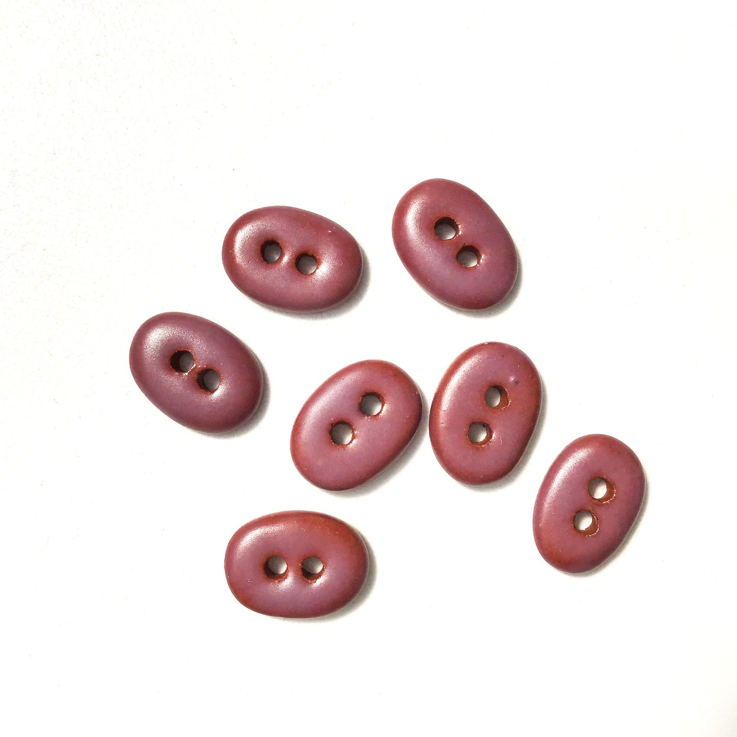 Matte Plum Ceramic Buttons - Small Oval Clay Buttons - 7/16" x 9/16" - 6 Pack or 7 Pack