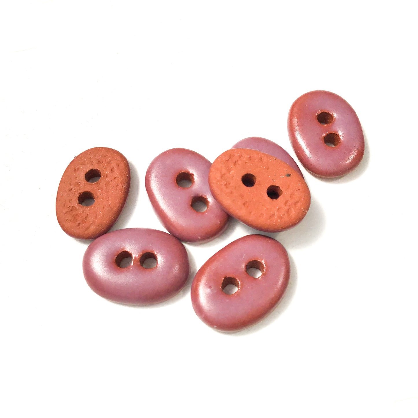 Matte Plum Ceramic Buttons - Small Oval Clay Buttons - 7/16" x 9/16" - 6 Pack or 7 Pack