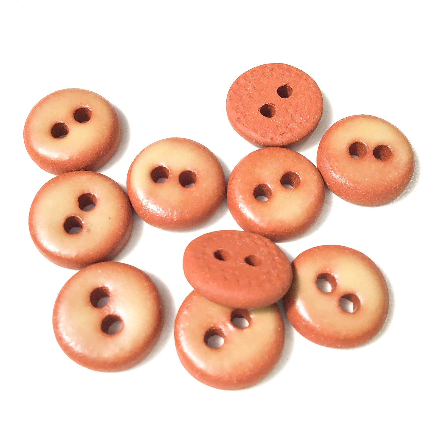 Golden Matte Ceramic Buttons - Hand Made Clay Buttons - 7/16" - 10 Pack