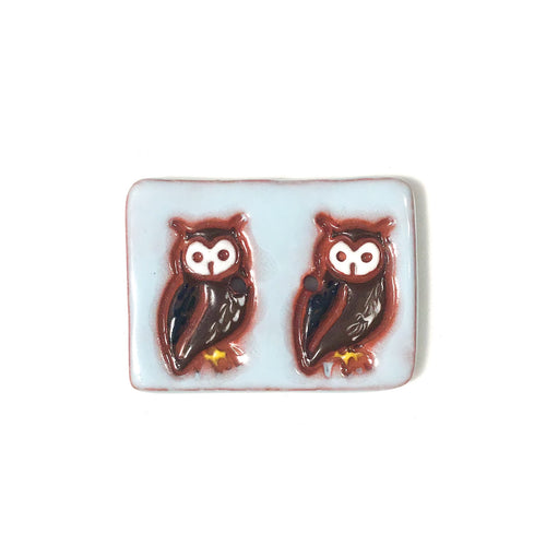 Large Owl Friends Button - Two Owls Animal Button - 1 1/16