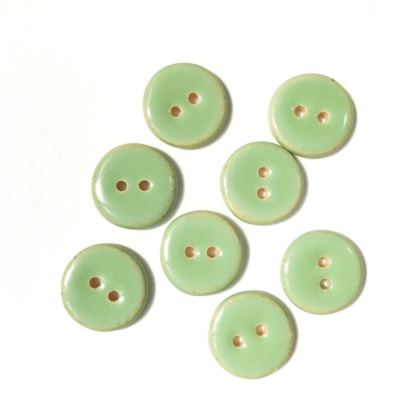 Mint Green Ceramic Buttons - Light Green Clay Buttons - 3/4" - 8 Pack