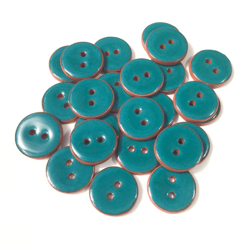 Teal Ceramic Buttons - Teal Pottery Buttons - 3/4